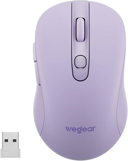 wegear USB Wireless Mouse for Laptop PC Mac, 2.4GHz Cordless Mouse with 6 Buttons, 5-Level Adjustable 4000 DPI, Ergonomic Portable Optical Computer Mice, 24-Month Battery Life (Purple)