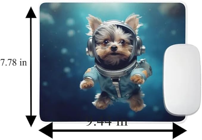 Mouse Pad Astronaut Dog in Space Mouse Pad Puppy floating in Space for Home Office Work Desk Computer Desktop Laptop for Dog Lovers (Yorkie)