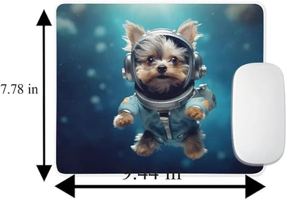 Mouse Pad Astronaut Dog in Space Mouse Pad Puppy floating in Space for Home Office Work Desk Computer Desktop Laptop for Dog Lovers (Yorkie)