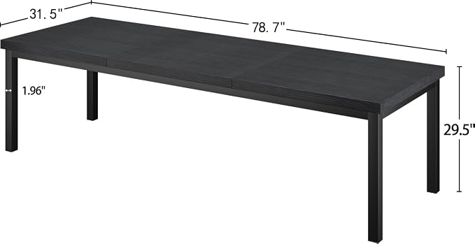 78.7 Inch Large Computer Desk, Modern Office Desk with Deep Desktop, Spacious Gaming Desk for 2 People, Study Writing Workstation for Home Office, Work from Home, Easy Assembly, Black