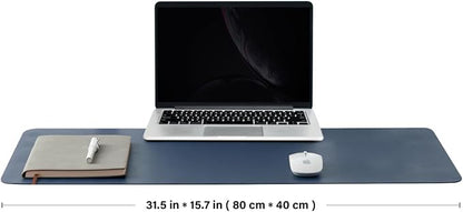 Leather Desk Mat - Non-Slip PU Desk Pad for Office and Home - Desk Organization and Accessories - Ideal for Large Mouse Pad and Desk Mats on Top of Desks (Dark Blue,31.5"x 15.7")