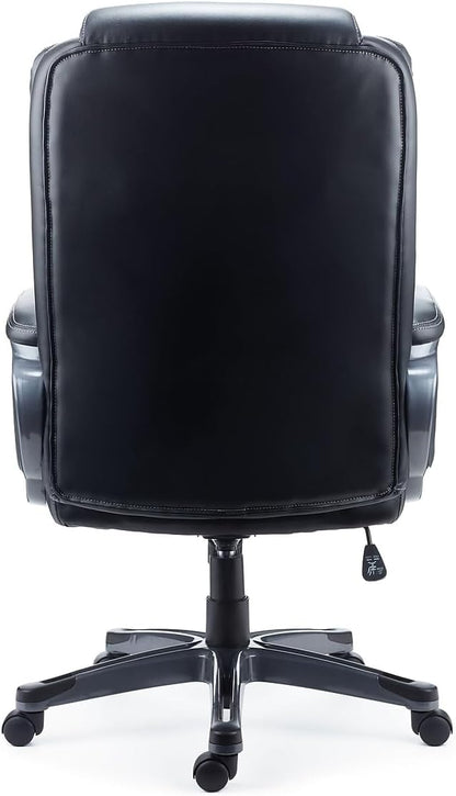 Staples Mcallum Ergonomic Manager & Executive Office Chair, Task Desk Swivel Chair with Wheels, Adjustable Height, Bonded Leather, Black