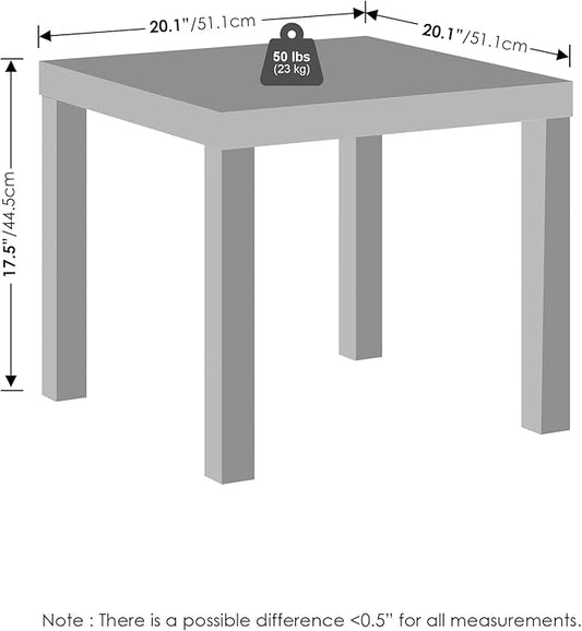 Furinno Classic Coffee Table, Square Modern Center Table with Triple Thick Tabletop, Simple Side Table with 4 Legs, for Living Room, Bedroom, Home Office, White