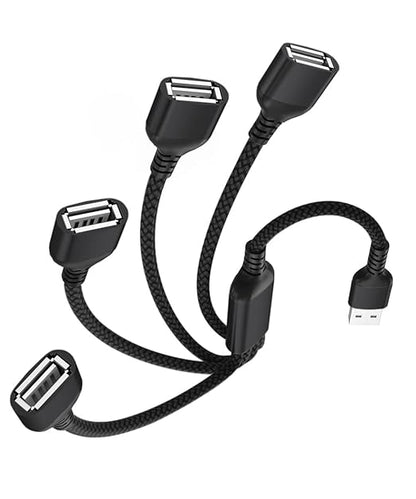 Elebase USB Splitter 1 in 4 Out 3.3FT,USBA Charger Sp-Litter,Multi Port USB Y Cable,USBA Extension Splitter Cord,Multiport Data Charging Split Adapter for PC,TV,MacBook,Laptop,2/3 Out