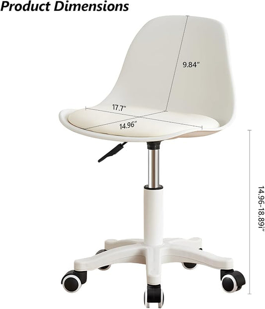 Home Office Chairs, Small Swivel Rolling Desk Chair with Silent Wheels and Low-Back,Armless Heavy-Duty Vanity Chair Height Adjustable for Bedroom,Students,Study,Teens
