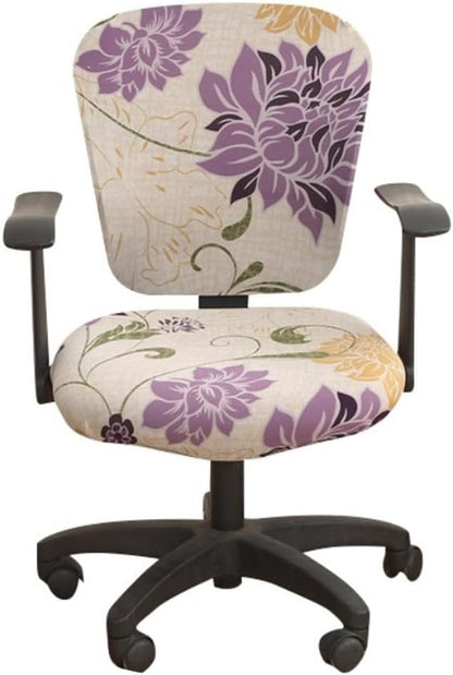 Jinzio Computer Office Chair Cover - Split Protective & Stretchable Cloth Polyester Universal Desk Task Chair Chair Covers Stretch Rotating Chair Slipcover (Flower1)