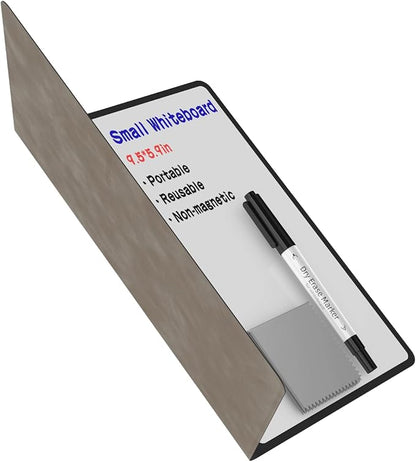 Portable Small White Board Dry Erase Board, Reusable 9.5 * 6.6in Notebook Memo, Office Home Supplies Desk Accessories MH760 (Stone Grey)