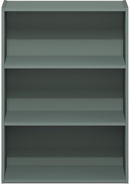 Furinno PASIR Book Shelf, 3-Tier Bookshelf, Storage Shelves Bookcase, 9.7 x 23.7 x 31.5, for Living Room, Bedroom, Home Office, Sage Green