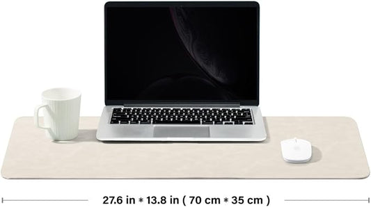 Distressed Leather Desk Mat - Non-Slip PU Desk Pad for Office and Home - Desk Organization and Accessories - Ideal for Large Mouse Pad and Desk Mats on Top of Desks(Sandstone,27.6"x 13.8")