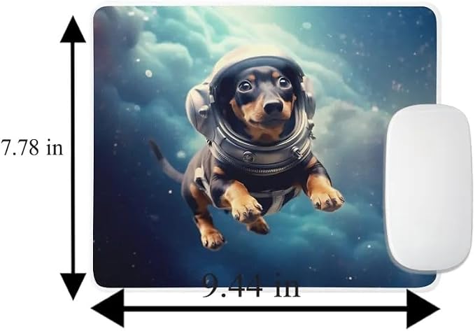 Mouse Pad Astronaut Dog in Space Mouse Pad Puppy floating in Space for Home Office Work Desk Computer Desktop Laptop for Dog Lovers (Dachshund)