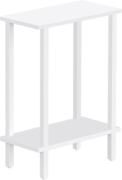 TUTOTAK Small Side Table, Narrow End Table, Set of 2, Skinny Sofa Table, Slim Nightstand, Couch Table, Living Room, Bed Room, White TB01BW0622