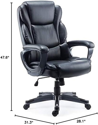 Staples Mcallum Ergonomic Manager & Executive Office Chair, Task Desk Swivel Chair with Wheels, Adjustable Height, Bonded Leather, Black