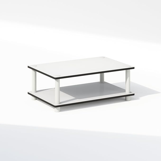 Furinno JUST Printer Stand with Storage, 2-Tier Under Desk Printer Stand, Printer Table, Toolless Assembly, for CPU, Office Supplies, Home Office, White