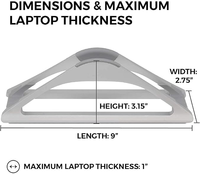 HumanCentric Vertical Laptop Stand for Desks in Silver Color, Upright Adjustable Holder to Dock Apple MacBook Stand, and Other Laptops to Organize Work & Home Office, Automatic Grip