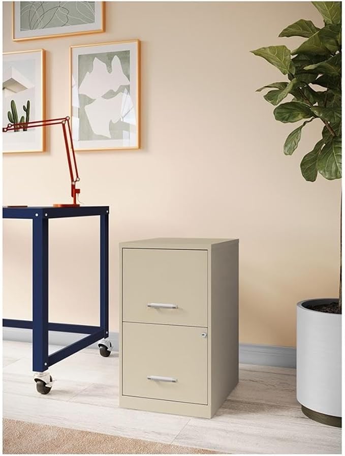 Scranton & Co Set of 2 18" D 2-Drawers Metal File Cabinet in Putty/Beige
