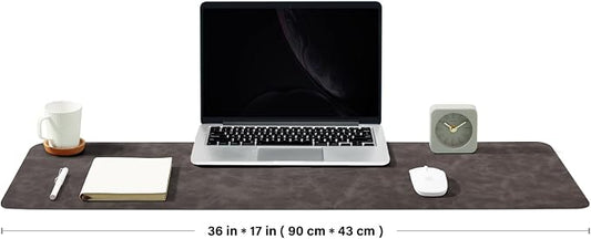 Distressed Leather Desk Mat - Non-Slip PU Desk Pad for Office and Home - Desk Organization and Accessories - Ideal for Large Mouse Pad and Desk Mats on Top of Desks(Slate Gray,36"x 17")