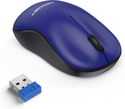 TECKNET Wireless Mouse for Laptop, 2.4G Silent Computer Mouse Quiet Click with 5 DPI Levels,Contoured Grip,Small Portable 30 Months Battery Cordless Mice for PC, Chromebook, Mac