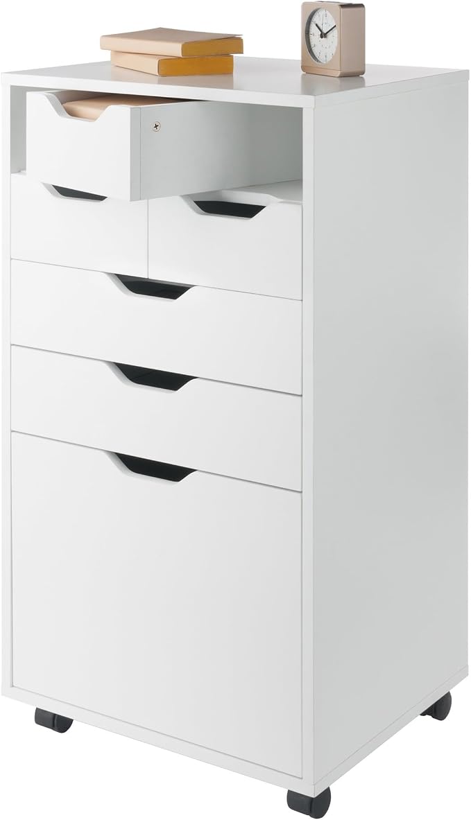 Winsome Halifax Mobile Storage Cabinet with 7 Drawers in White, Stylish & Functional Home Storage Cabinet for Filing, Kitchen Organization, Moveable Furniture for Office, Dorms, Apartments