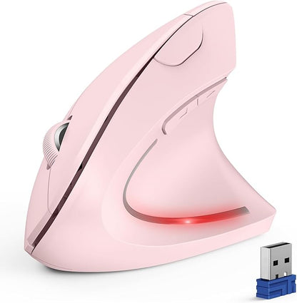 TECKNET Ergonomic Mouse, Wireless Bluetooth Vertical Mouse, 4800 DPI Optical Tracking, 6 Adjustable DPI, Quiet Clicks, 2.4GHz with USB A Receiver, 12 Months Battery, 6 Buttons, Wide Compatibility