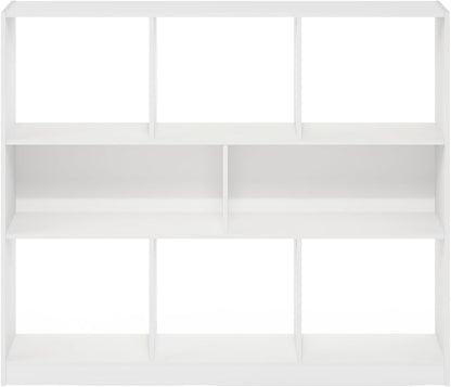 Furinno DALY Book Shelf, 8-Cube Bookshelf, Horizontal Cube Storage Organizer Bookcase, 10.9 x 47.2 x 39.4, for Living Room, Bedroom, Home Office, White