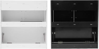 Wall Mounted Desk Cabinet with Storage, Fold Down Computer Desk, Space Saving Floating Workstation for Home Office, Laptop Writing Table (Black)