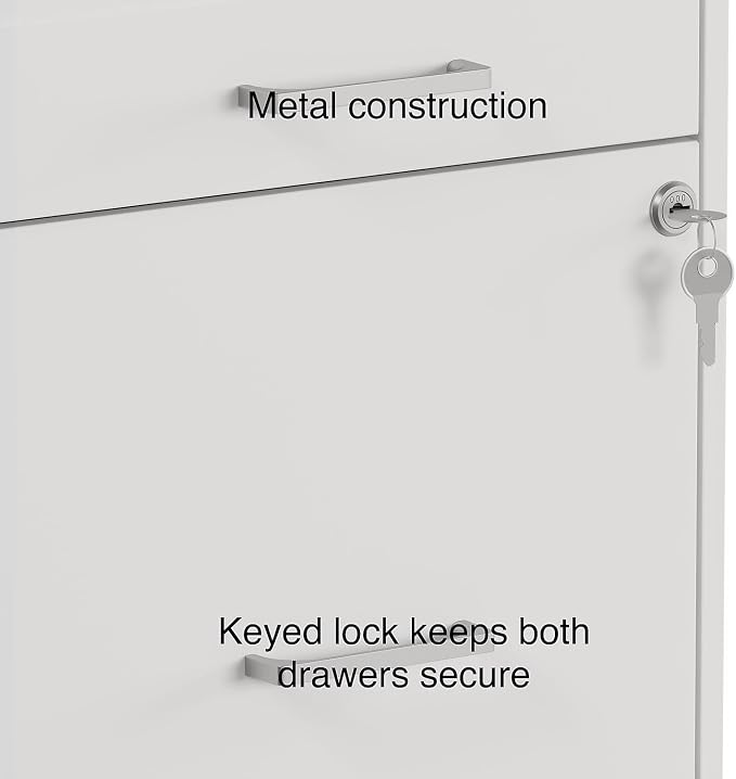 Staples 3-Drawer Vertical File Cabinet, Letter Size Documents, Lockable & Mobile, 18.9" D x 14.3" W x 26.9" H, White