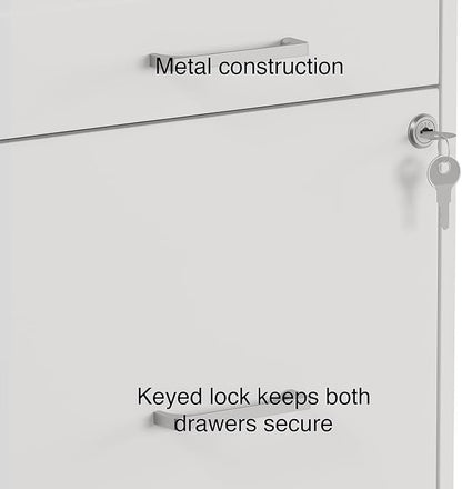 Staples 3-Drawer Vertical File Cabinet, Letter Size Documents, Lockable & Mobile, 18.9" D x 14.3" W x 26.9" H, White