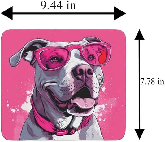 Pink Mousepad Glamour Dog Staffordshire Terrier Mouse Pad for Home Office Gaming Working Desk Computer Desktop Accessories Non-Slip Rubber Mousepad for Dog Lovers