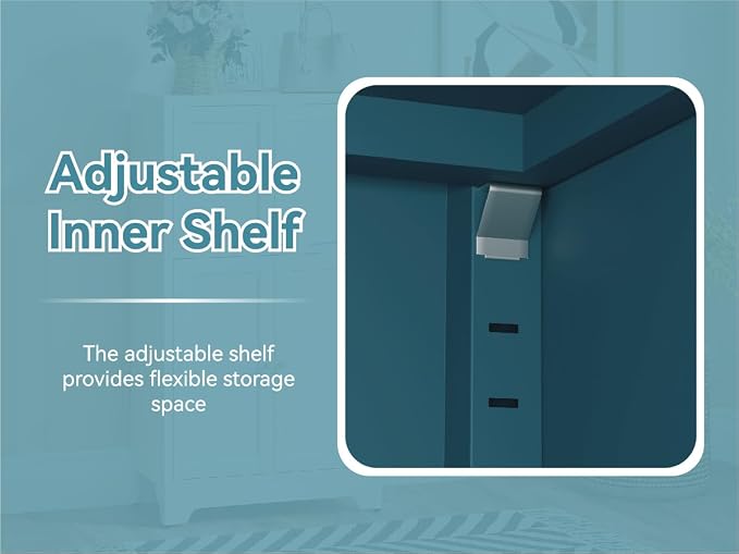 Blue Narrow Storage Cabinet Tall Metal Storage Cbinets with 4 Adjustable Shelves Freestanding 5 Tier Slim Pantry Cabinet for Kitchen Office Small Space