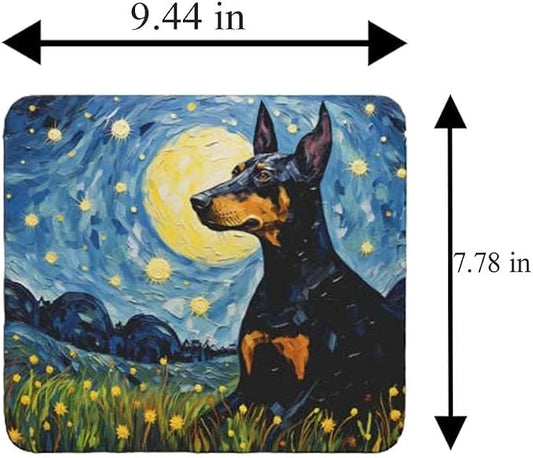 Starry Night Doberman Dog Mouse Pad for Home Office Gaming Working Desk Computer Desktop Accessories Non-Slip Rubber Mouse Pad for Dog Lovers (Doberman)