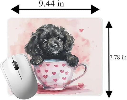 TUBBIE Basic Mousepad Puppy in Tea Cup Mouse Pad Desktop Laptop Computer Accessories Home Office Gaming Work Desk Computer Non-Slip Rubber Gift for Dogs Lover Mousepad Coffee or Tea (Newfoundland)