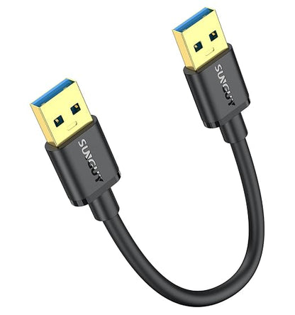 SUNGUY USB to USB Cable 0.5FT Short, USB 3.0 Type A Male to Type A Male Cable Data Transfer up to 5Gbps Compatible with Printers, Modems, Hard Drives, Monitor, Camera, Wacom, DVD, Hub