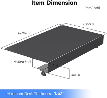 Suptek 17-inch Black Corner Mounting Bracket Extender for L-Shaped Desks – Fits Under-Desk Keyboard Trays (Model DESKEX01)