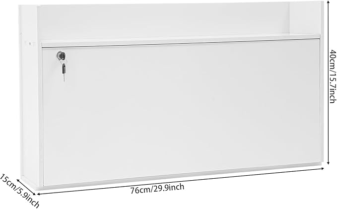 Wall Mounted Desk Multifunctional Fold Down Laptop Computer Table Writing Workstation with Storage Compartments Space Saving for Home Office (White)