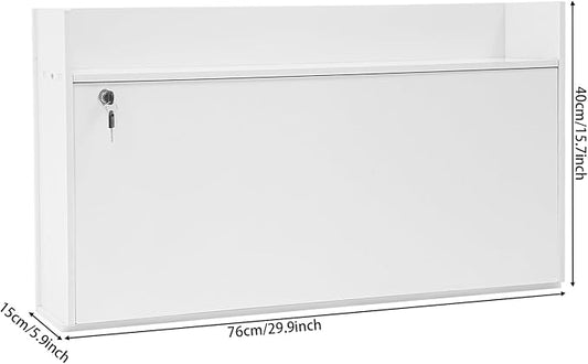 Wall Mounted Desk Multifunctional Fold Down Laptop Computer Table Writing Workstation with Storage Compartments Space Saving for Home Office (White)