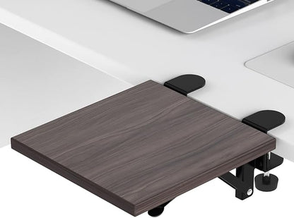 Sisyphy Ergonomics Desk Extender Tray, 9.5x9.1" Punch-Free Clamp on, Foldable Keyboard Drawer Tray, Table Mount Arm Wrist Rest Shelf, Computer Elbow Arm Support