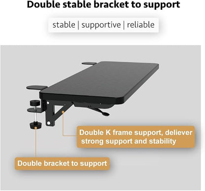 Ergonomics Desk Extender Tray, Suitable for Office.Foldable, Punch-Free Clamp on.Computer Keyborad Tray, Desk Extension Board.(29.53"*9.45"(75cm*24cm), Carbon)