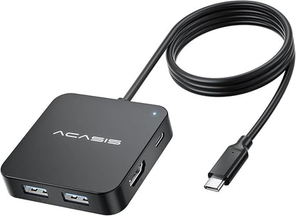 USB C Hub Long Cable 4FT 10Gbps, Multiport Adapter with 4K 60Hz HDMI, 100W Power Delivery, 3 USB A3.1+1 USB-C 3.1 Data Port, USB c to HDMI Adapter for MacBook, Dell, Lenovo, Surface, iPad PRO