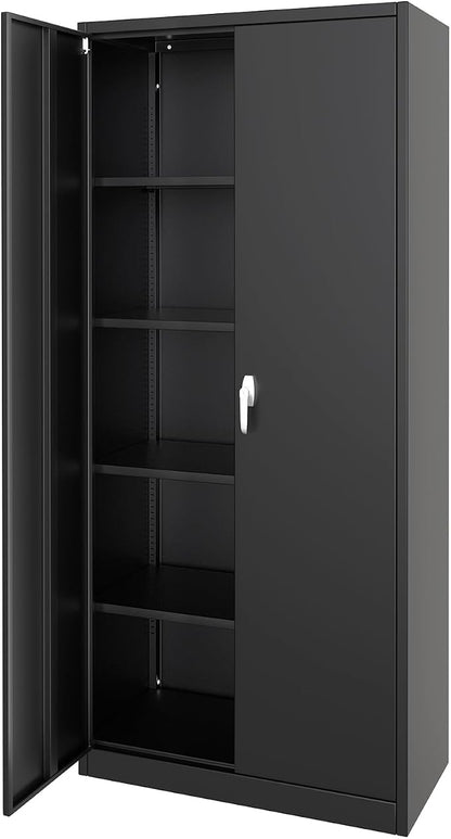 GarveeHome Metal Storage Cabinet with Lock, Steel Tool Cabinet with 4 Adjustable Shelves and 4 Adjustable Feet,Storage Organization for Home, Garage, Office, Shop 71" H