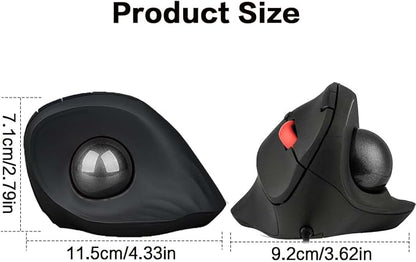 JOMAA Wired Trackball Mouse – 6-Button Ergonomic Design with CPI Switch (400/800/1200/1600), Red LED Indicator, 250Hz Polling Rate, Plug & Play, for PC, Laptop, Desktop (Black)