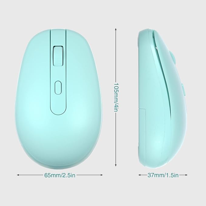 Rii Wireless Mouse RM700 2.4G Silent Mouse with USB Nano Receiver for Laptop,PC,Mac,Chromebook,Windows (Light Cyan)