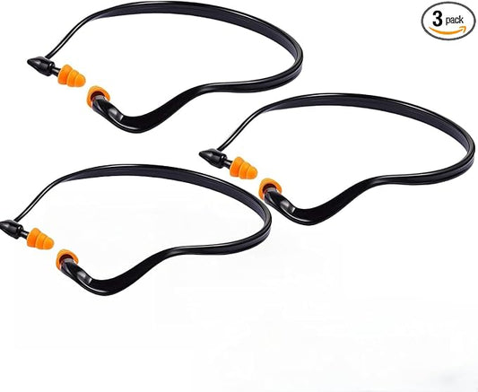 3-Pack Banded Earplugs for Shooting, 29dB NRR Noise Cancelling for Sleep/Work/Concerts - Reusable Silicone Ear Plugs for Hearing Protection, Swimming & Construction (Lightweight, Non-Slip Design)