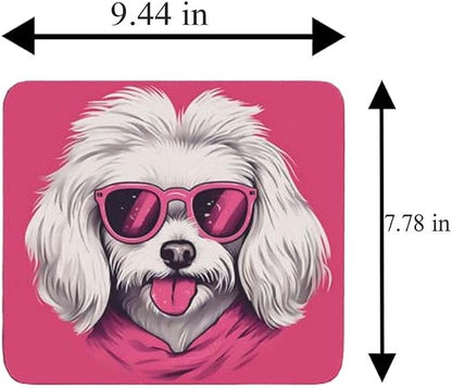 Pink Mousepad Glamour Dog Havanese Mouse Pad for Home Office Gaming Working Desk Computer Desktop Accessories Non-Slip Rubber Mousepad for Dog Lovers