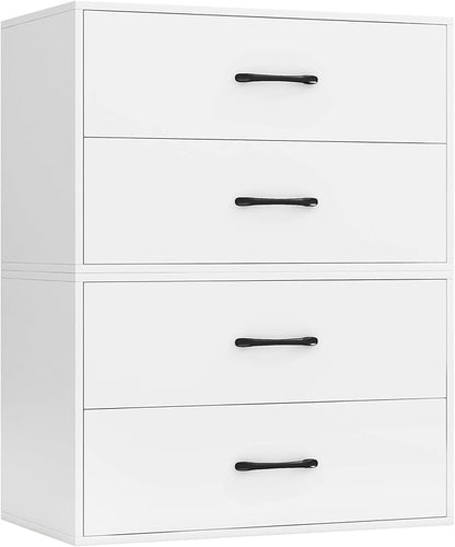 2 Drawer Lateral File Cabinet, Stackable Home Office Drawers, Under Desk Printer Stand, Low Storage Organizer, Horizontal Wooden Filing Cabinet for Study Living Room, No Wheels (2, White)