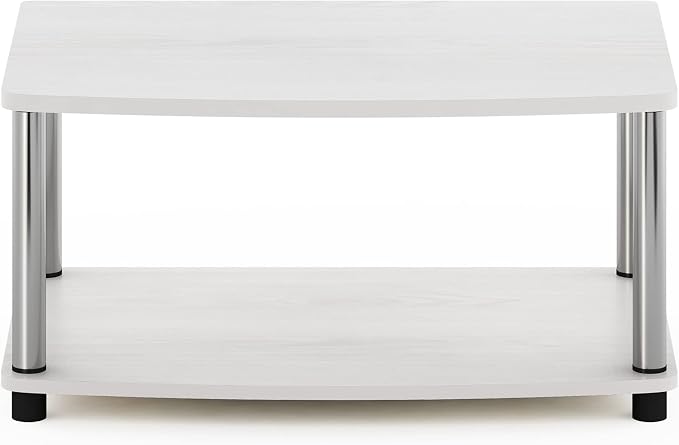 Furinno Turn-N-Tube Printer Stand with Storage, 2-Tier Printer Table, Under Desk Printer Stand, Toolless Assembly, for CPU, Office Supplies, Home Office, White Oak