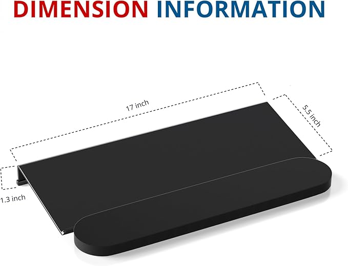 KOTEMON Acrylic Tilted Computer Keyboard Stand for Ergonomic Typing, Keyboard Tray Holder with Silicone Non-Slip Case, Black