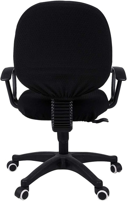 Smiry Stretch Jacquard Office Computer Chair Covers, Removable Washable Universal Desk Rotating Chair Slipcovers Protector, Seat + Backrest Cover, Black