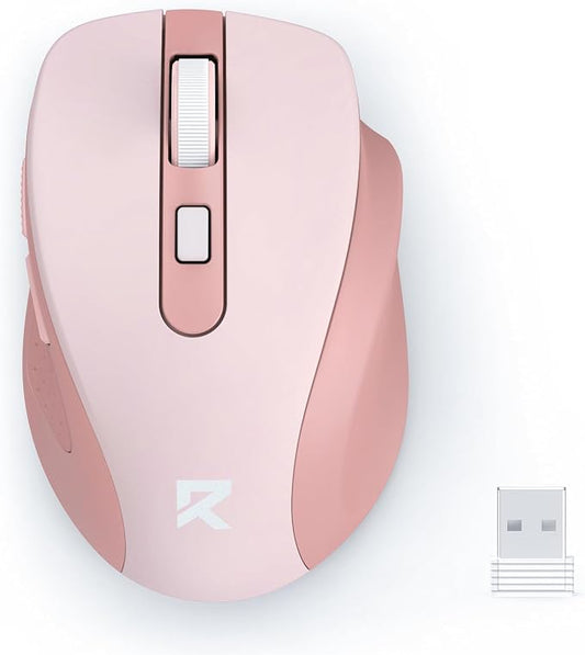 Redragon Wireless Mouse for Laptop, Bluetooth Mouse (BT5.0/3.0&2.4G) with 5 Level 4000DPI, Silent Cordless Computer Mice 6 Buttons,18 Months Battery,Compatible with PC, Laptop, Desktop-Pink