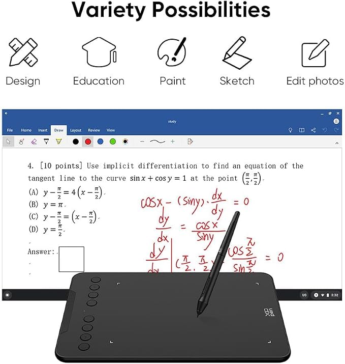 XPPen Updated Deco 01 V3 Drawing Tablet-16384 Levels of Pressure Battery-Free Stylus, 10x6 Inch OSU Graphic Tablet, 8 Hotkeys for Digital Art, Teaching, Gaming Drawing Pad for Chrome, PC, Mac, Android