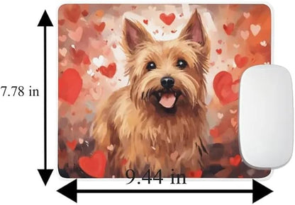Australian Terrier Mouse Pad Dog with Red Hearts Pattern Non-Slip Rubber Mouse Pad Puppy in Love Mouse Pad for Home Office Work Desk Computer Desktop Laptop for Dog Lovers